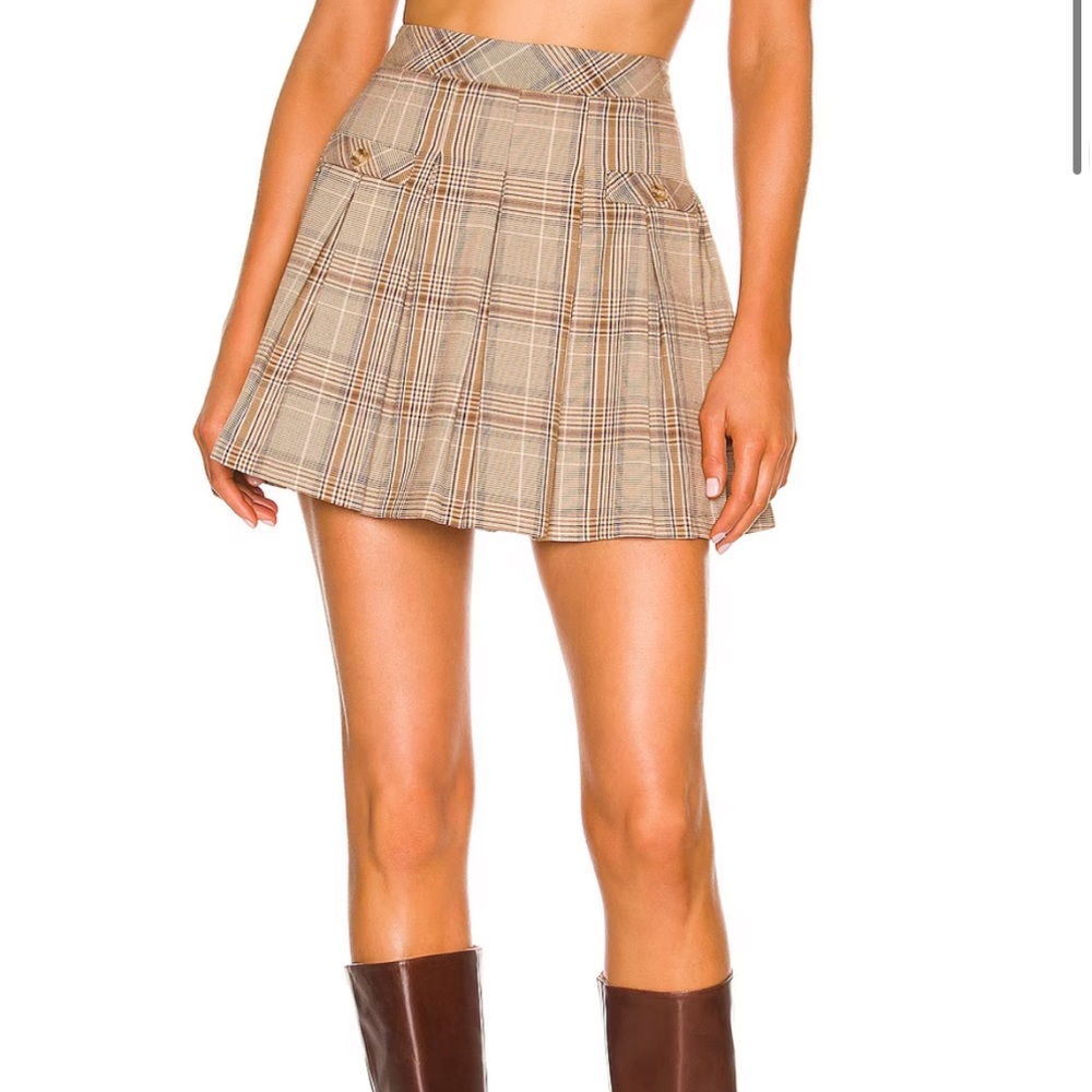 Majorelle Shae Mini Skirt in Tan Plaid | Majorelle Skirt | Plaid Skirt